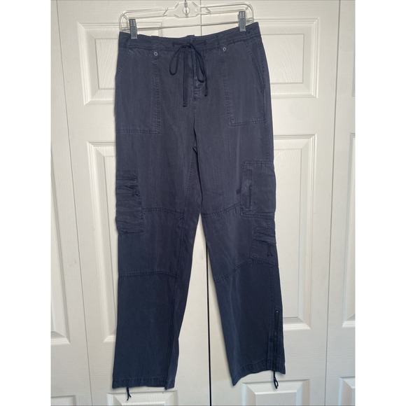 Sundance Pants - Sundance Cargo Pants Womens Size 2 Navy Blue Utility Tencel Drawstring‎ Y2K Boho